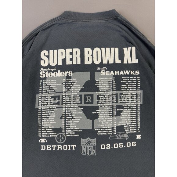 Vintage Y2K NFL Superbowl XL Steelers Seahawks Football Black Long Sleeve Shirt - Picture 12 of 16